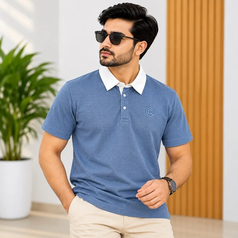 Mens Steel Blue Polo T-Shirt