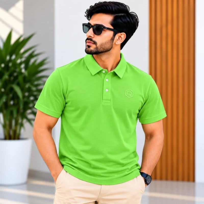 Mens Lime Green Polo T-Shirt