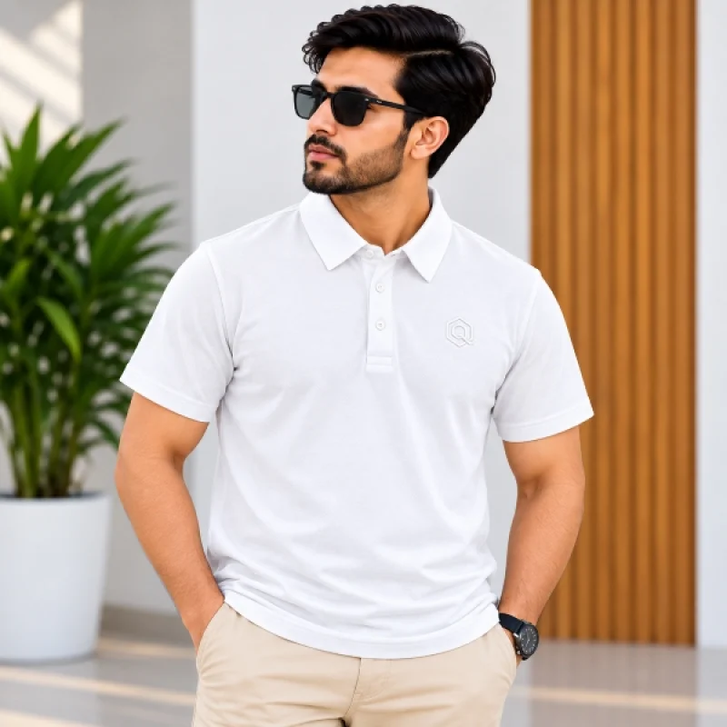 Mens Pure White Polo T-Shirt