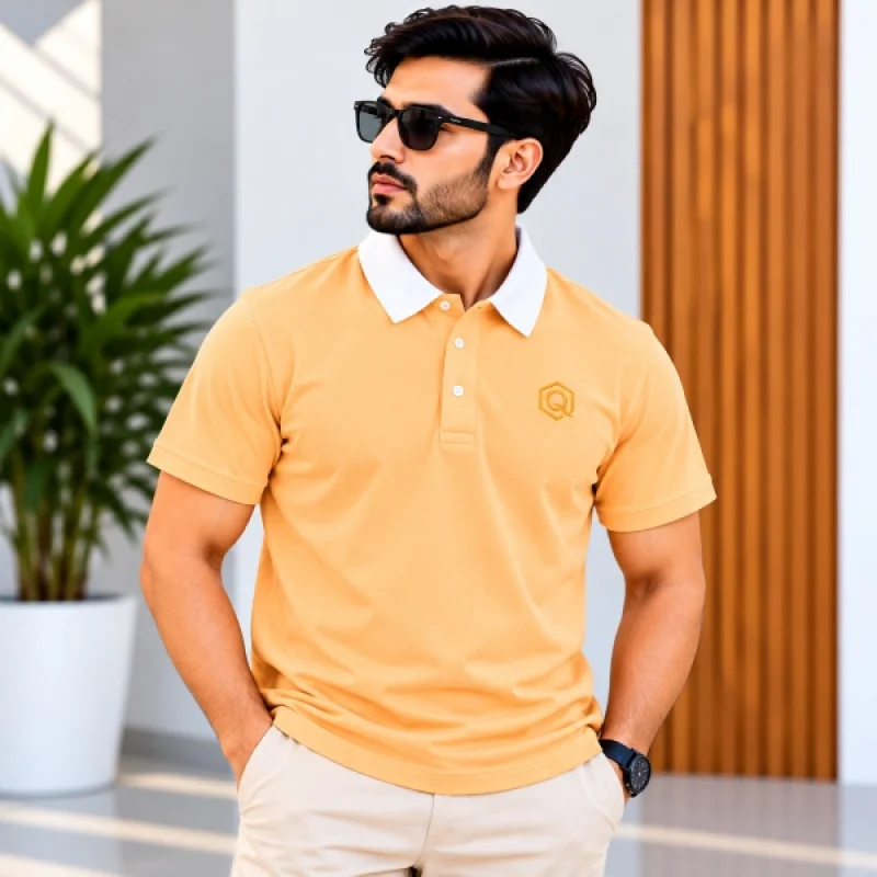 Mens Peach Polo T-Shirt